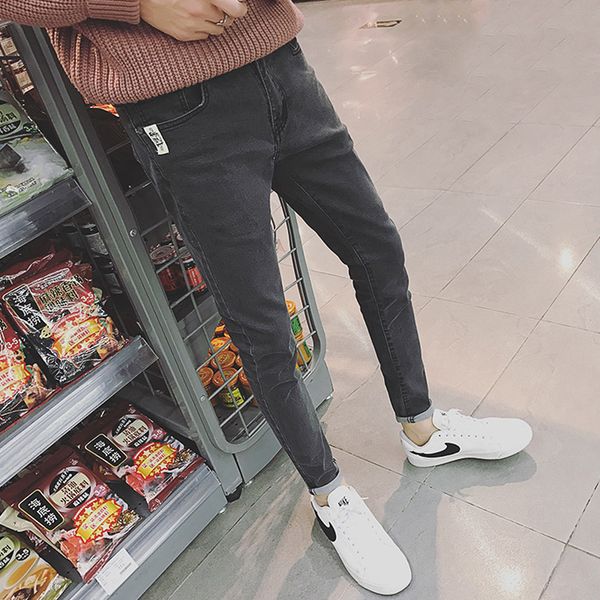 

boys jeans korean edition trend 2019 straight cylinder spring and autumn style slim nine points, Blue