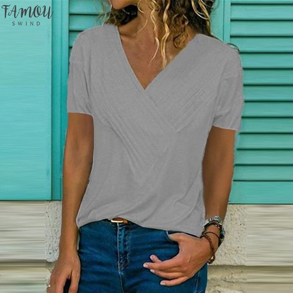 

white t shirt v neck for short women 2020 summer solid cotton tshirt casual short sleeve t shirt basic plus size