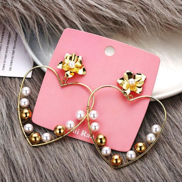 

modyle серьга rhinestone для женщин большого сердце pearl кристалл простого корейского заявления мотаться свадебные серьги ювелирных изделий, Silver