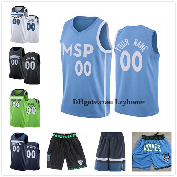 

custom karl-anthony 32 towns garnett d'angelo 0 russell minnesota timberwolves shorts jarrett 23 culver customized basketball jerse, Black;red