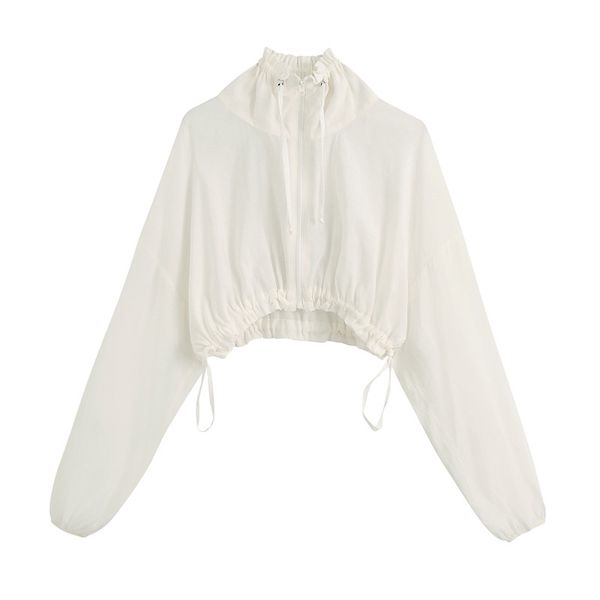 

crop женщин сексуальный блузы белый zipper с длинным рукавом женские футболки chic топы streetwear blusa feminina, White