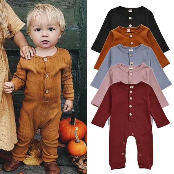 

New Born Baby Clothes Boy Girl Solid Color Long Sleeve Baby Knitted Romper Jumpsuit Pants Spring Casual Clothes Outfits 0-24M