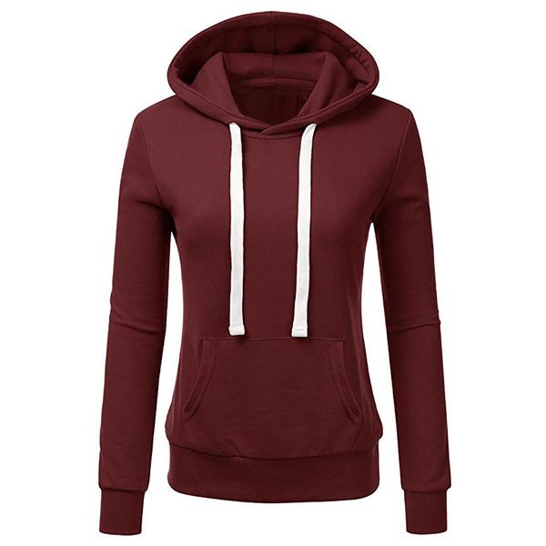 

hoodies sweatshirts women ladies solid hooded pocket long sleeve sweatshirt pullover shirt moletom feminino, Black