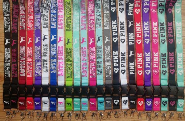 

cell phone lanyard straps clothing sports brand for keys chain id cards holder detachable buckle love pink lanyards 100pcs