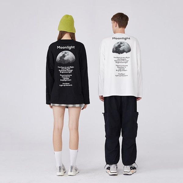 

mens womens designer t-shirts fashion mens womens summer tshirts brand long sleeves crew neck t-shirts spring moon poetry shirt 2051105v, White