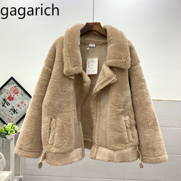 

gagarich parkas 2019 winter new casual thickened velvet fur integrated lamb wool loose long sleeve warm suit coat tide, Black