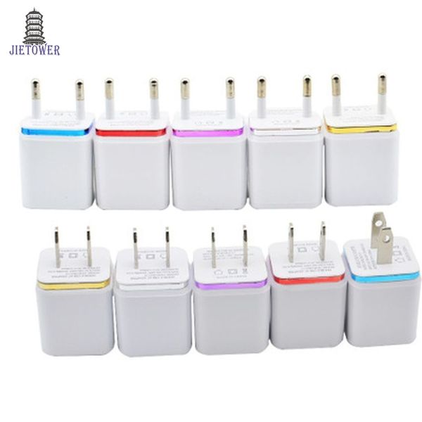 Colorful 2A + 1A US Plug Adapter AC Power Home Trave Wall 2 porte Dual USB Charger per iPhone 4 5 6 plus per Samsung HTC 200pcs / lot