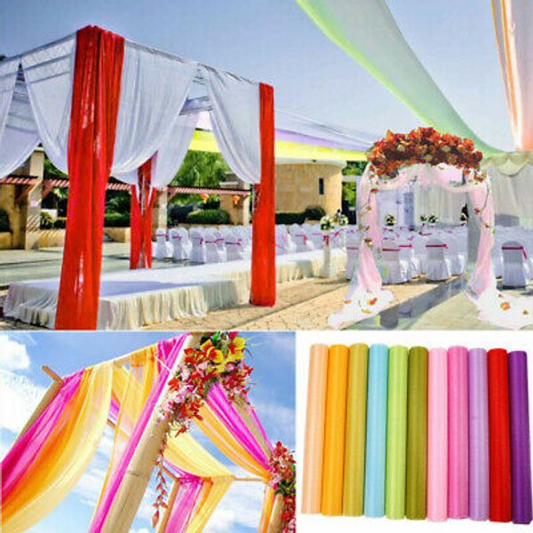 

10m*1.35m organza swag cars knot organza chair scarf table runner skirt banner decorations wedding ceremony birthday party b12