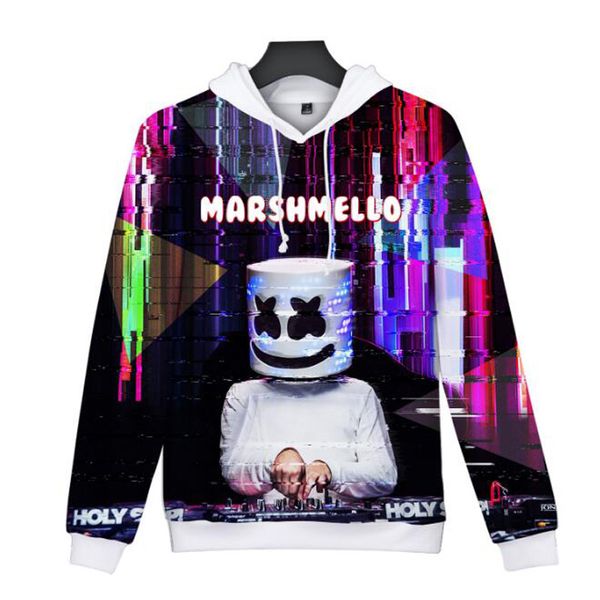 

mask marshmello 3d hoodies sweatshirts men women streetwear hip hop rapper bboy dancer dj pullover hooded jacket coat tracksuits, Black