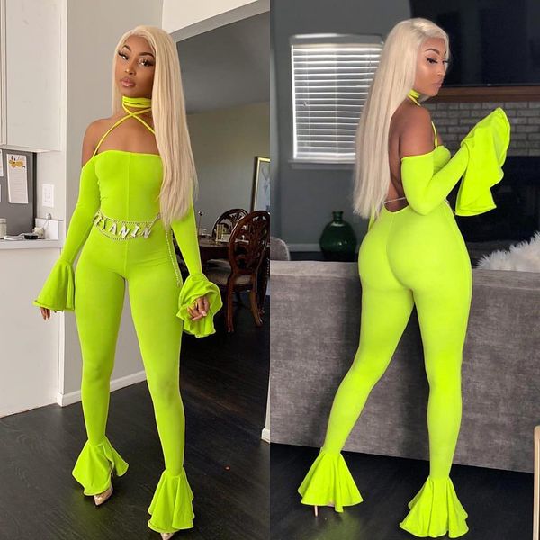 

женщины one piece sexy с плеча тощий комбинезон рябить длинным рукавом тонкий bodycon длинные полная длина поножи clubwear ромпер, Black;white