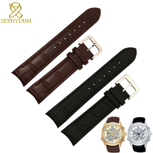 

genuine leather bracelet curve end watch strap 20mm for bl9002-37 05a bt0001-12e 01a watch band 21mm watchband 22mm, Black;brown