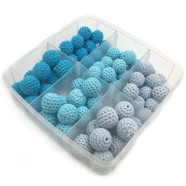 

голубая серия бусин крючком деревянные детские браслеты и ожерелье прорезывания зубов уход комплект игрушки