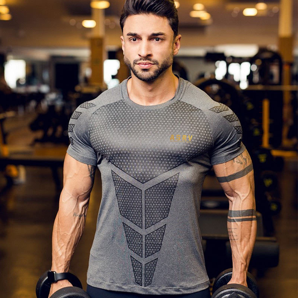 

mens fitness shirt gym running t shirt basketball jersey sportswear bodybuilding tshirts quick dry fit workout sports t-shirts, Black;blue