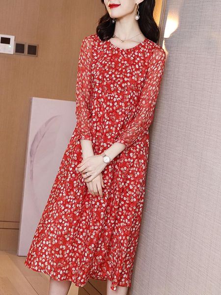 

200% 2020 spring summer silk polka dot dress long boho beach dresses for women vestidos a20c6229agf, Black;gray