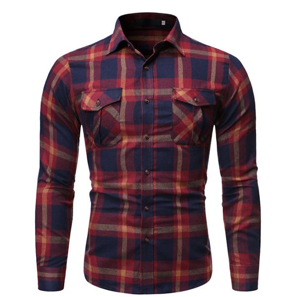 

quality warm autumn winter flannel plaid shirt red checkered shirt men shirts long sleeve chemise homme cotton dress shirts, White;black