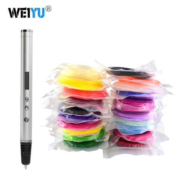 

wholesale weiyu 3d pen rp900a diy 3d printing pen support abs/pla filament 1.75mm creative toy gift for kids design drawing y200428