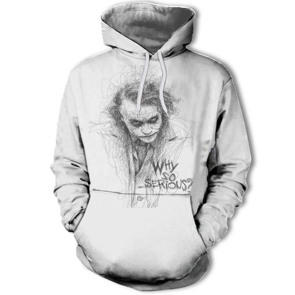 

mens designer tide sketch clown 3d digital printing sweater with hat, Black