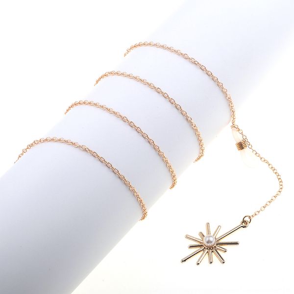 

anti-slip popular metal pendant glasses rope golden pearl snowflake pendant handmade glasses chain, Blue