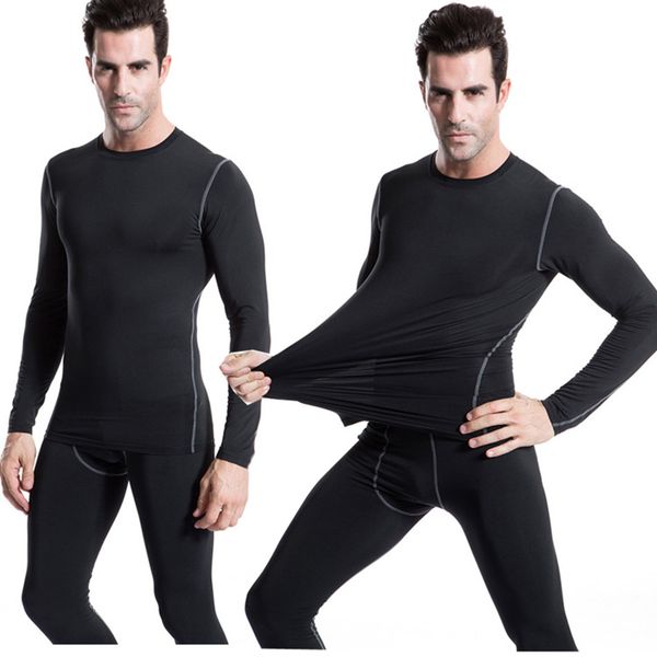 

2019 men compression fitness training shirt tight sports gym bodybuilding long sleeve t-shirt running tight gym black yoga shirt, White;red
