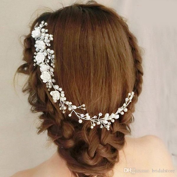 Fashion White Pearls Bridal Hair Pins Floral Flower Jewelry Bridal