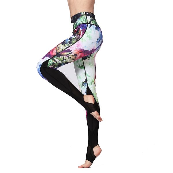 

new quick-drying sports leggings women print step on the foot yoga pants sweatpants for women mallas deporte mujer#a8l6, White;red