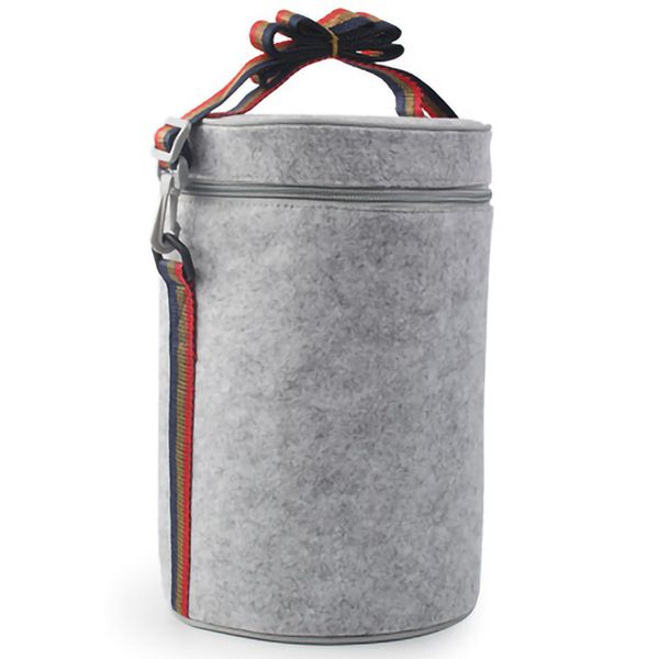

round thermal lunch box bag tote with tinfoil solid felt thermal lunch bags for women kids school picnic camping, Blue;pink