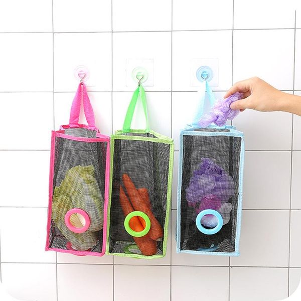 

hanging trash bag storage bag breathable mesh storage bags multifunction kitchen vegetables wall hanging organizer storage bags dh0800-2