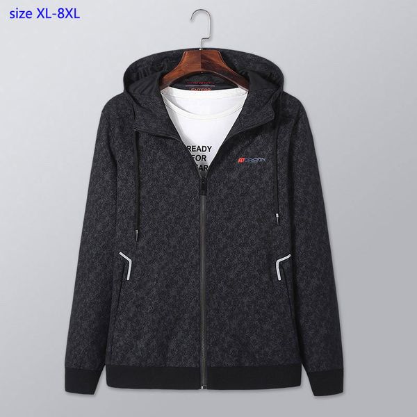 

2019 new arrival fashion super large men spring autumn mens jacket cotton casual hoodies plus size 2xl 3xl 4xl 5xl 6xl 7xl 8xl, Black