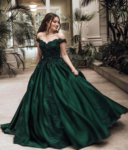 

dark green satin vintage prom dresses off the shoulder lace applique beaded formal occasion wear evening gowns, Black;red