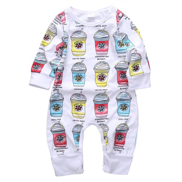 

2019 latest children's wear newborn baby boys girls ice cream full print soft cotton long sleeves romper jumpsuit clothes 0-24m, Blue