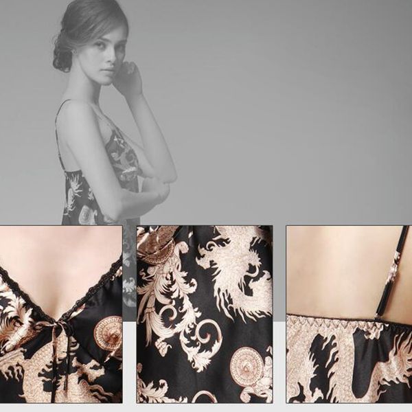 

women simulation silk print pajamas three-piece long-sleeved trousers camisole, Blue;gray