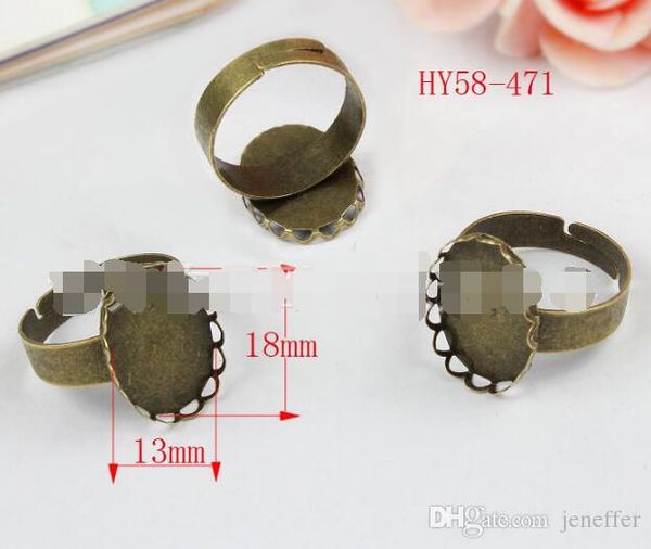 

200pcs/lot 58-471 antique bronze adjustable ring ancient bronze ring 13x18mm gem base ring drop shipping diy jewelry accessories, Silver