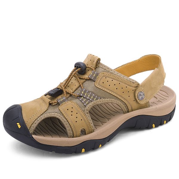 

genuine leather designer casual shoes luxury slide wide flat slippery summer beach sandals package toes breath slipper flip flop, Black