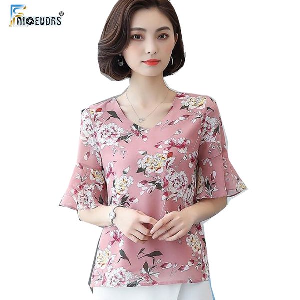 

floral chiffon blouse shirts women fashion flare sleeve v neck green white pink purple vintage chiffon flower shirt