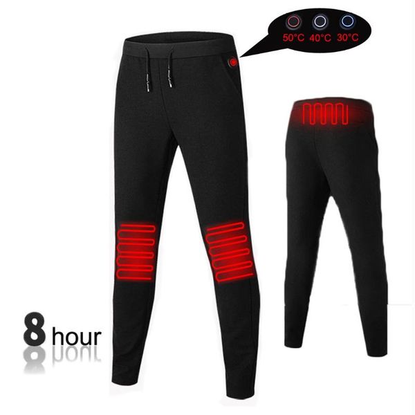 

electric heated pants men women trousers usb layer elastic 3 heating warm trousers insulated heatedunderwear for camping hiking, Black