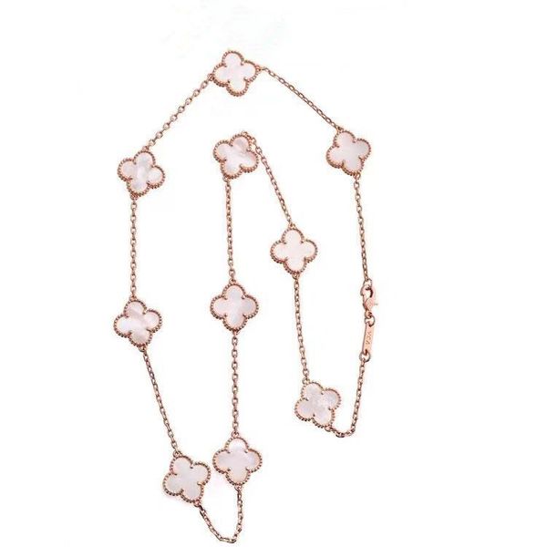 

luxury designer jewelry women necklaces brand stainless steel jewelry gold necklace for women 10 flower necklace chains, Silver