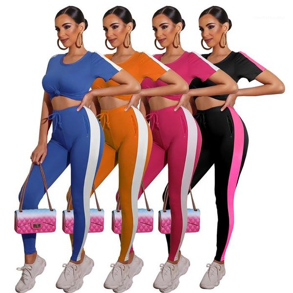 

set shorts sleeve and pants casual splice outfit sports suit slim women sweatsuits clothing summer flexible womens tracksuits two piece, Gray