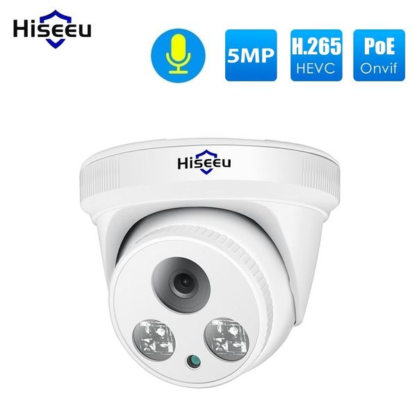 Hiseeu-HC615-P 3,6 câmera de 5MP 1920p POE IP H.265 Áudio Câmera Dome ONVIF M Detecção otion Para PoE NVR App Ver