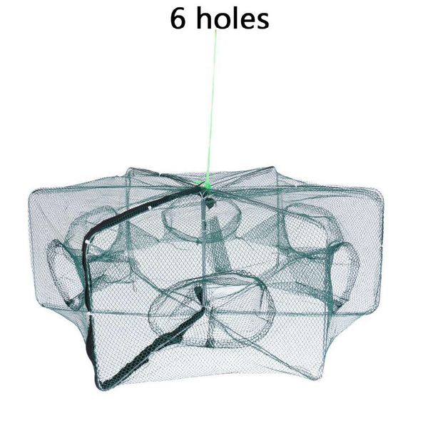 

folded hexagon 6 hole automatic fishing shrimp trap fishing net fish shrimp minnow crab baits cast mesh trap