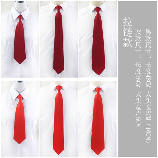 

mens and womens-style red and blue black solid color solid color business work dress zipper easy to pull lazy tie zipper casual, Blue;purple