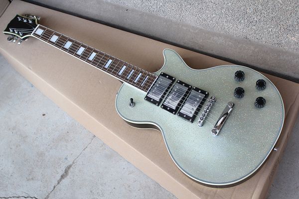 

factory custom shining silver electric guitar with rosewood fretboard,chrome hardware,block fret inlay,can be customized