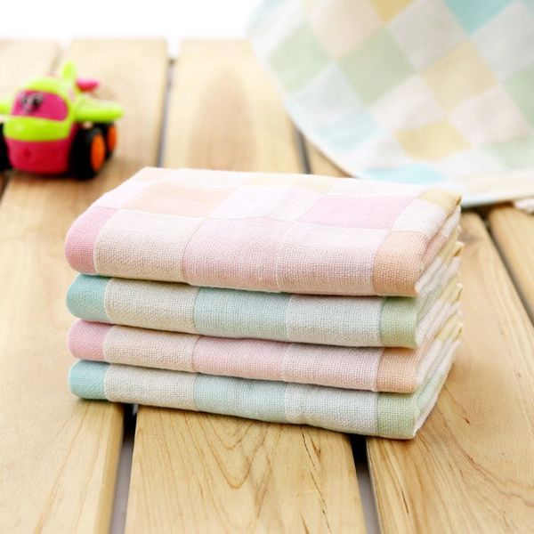 

dual-layer cotton gauze lattice towel handkerchief square bath towels breathable reusable saliva wipe towel