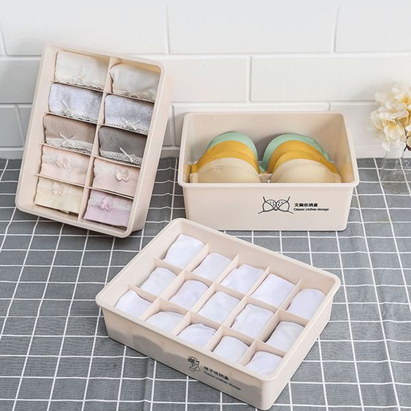 

household plastic underwear storage box with mark compartment closet organizer case with lid for underwear socks bra organizers