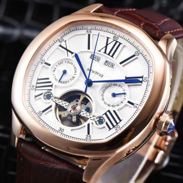 

luxury mens automatic watches moon phase day date fashion kd 316l fine steel diamond 40mm dial waterproof mechanical watch wholesale, Slivery;brown