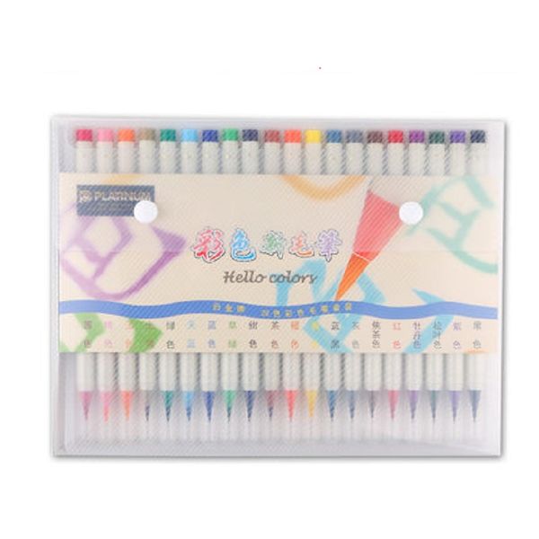 

platinum refillable colorful brush pen 20 colors set cf-350cc, Black;red