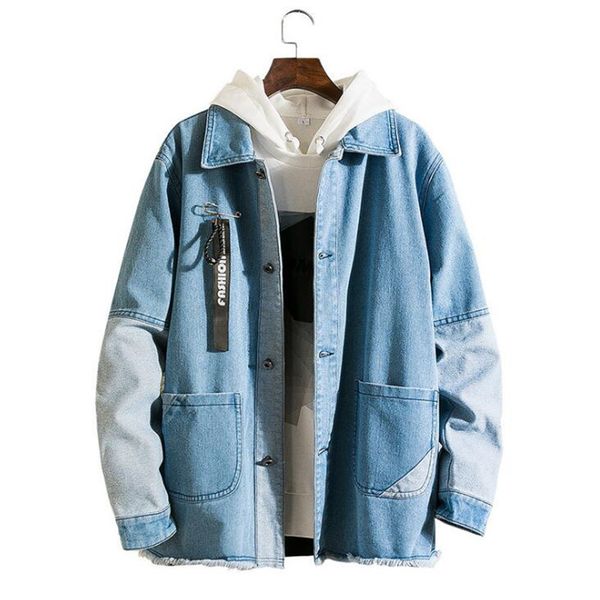 

2019 new harajuku hooded denim jacket men's men's hip hop retro denim jacket street casual fashion bomber, Black;brown