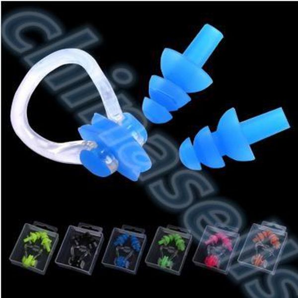

20set soft silicone waterproof swimming diving surf water sports protection earplugs nose clip with case bag swim pool gear tool
