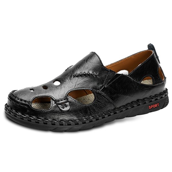 

new summer sandals men's leather classic 2020 slippers outdoor sports shoes beach men's hiking sandals