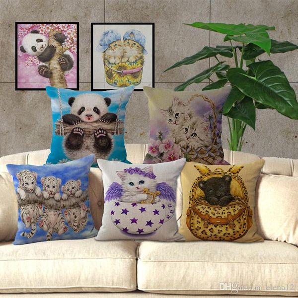 

cute animal panda cat tiger one side printing home decor sofa car seat decorative cushion cover pillow case 240486