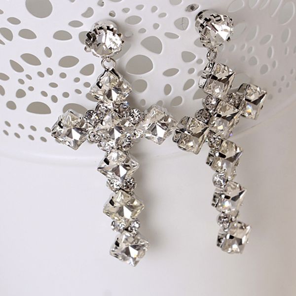 

nightclub star model earring cross glass earrings ear nail, Golden